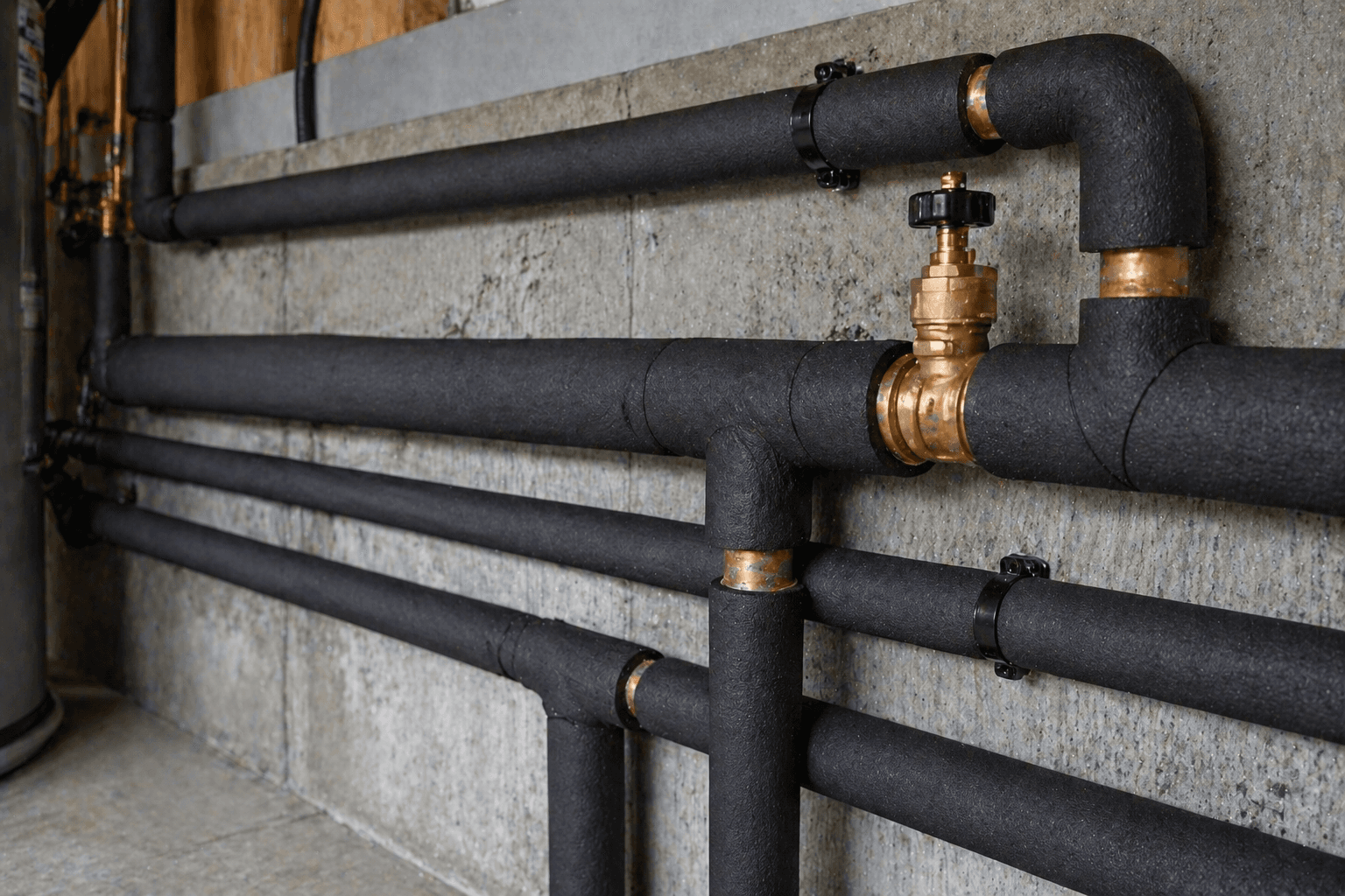 Plumber installing pipe insulation on Oahu