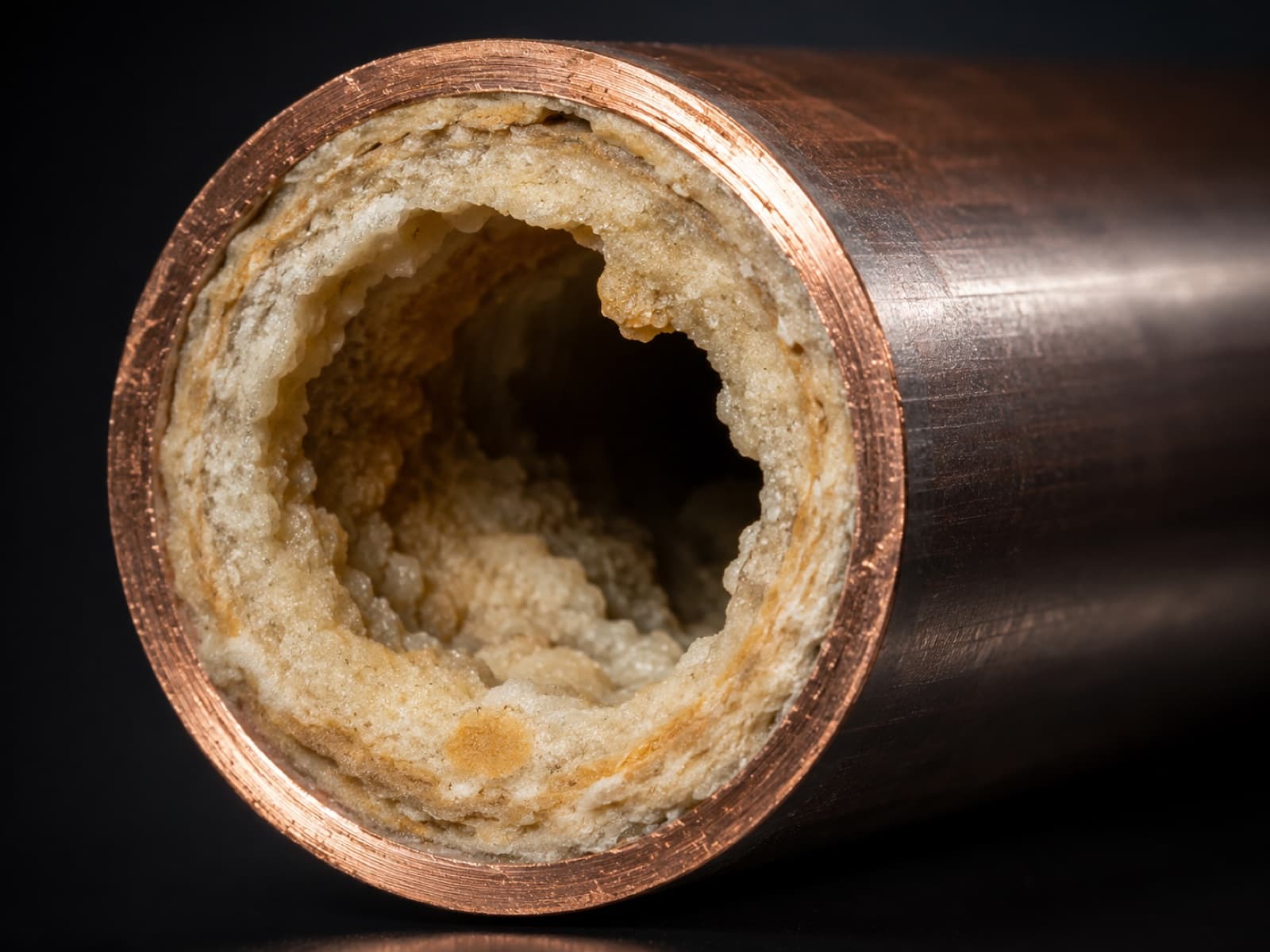 Mineral scale layered inside a residential water line on O'ahu — Alpha Omega Plumbing